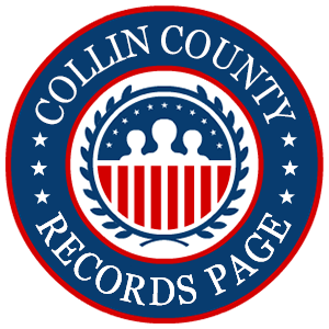 A round red, white, and blue logo with the words 'Collin County Records Page' for the state of Texas.